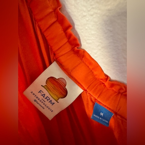 Farm Rio x Anthropologie One Shoulder Jumpsuit Satin Feel Orange Size Medium EUC - Picture 8 of 10